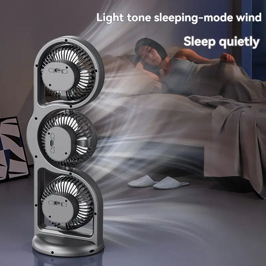 Neu im Jahr 2026: Dieser tragbare, per USB wiederaufladbare Dreikopfventilator bietet eine 360°-Luftzirkulation und 5 Geschwindigkeitsstufen; ideal für Studentenwohnheime, den Einsatz im Freien und als Tischventilator