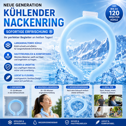 Wiederverwendbarer Kühlring für den Hals – PCM-Technologie, schweifrei, 1,5–3 Std. Kühlung, mit Isolierbeutel