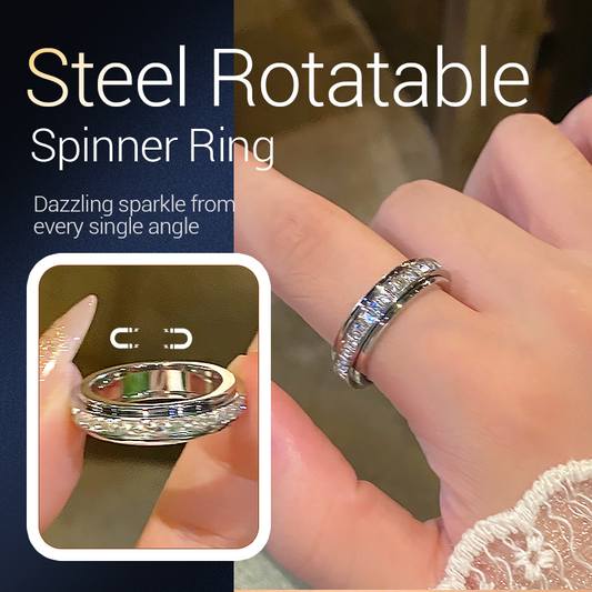 💖Titanium steel finger spinner stress-relieving ring, inlaid with cubic zirconia, for a comfortable and snug fit.💖
