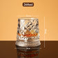 360° Drehbarer Whisky-Glasbecher – Rotierendes Kristallglas mit Prägung