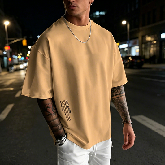 ✨ Men's Loose Fit Short Sleeve Shirt – Premium Cotton Blend, Urban Graphic Print & Oversized Casual Style🏙️