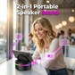 2-in-1 Bluetooth-Lautsprecher mit Handyhalterung & RGB-Beleuchtung – Tragbar, Freisprechfunktion, Surround-Sound