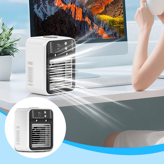 Tragbare Mini Klimaanlage mit Nebel-Luftbefeuchter – leise für Büro, Camping & Zuhause